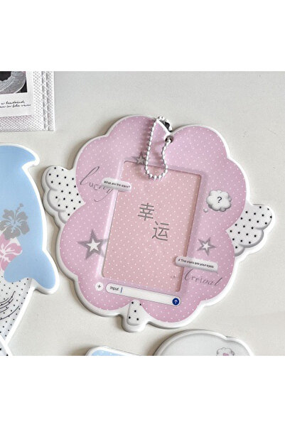 Choice حامل بطاقات صور Kpop وردي لطيف مع سلسلة مفاتيح حامل بطاقات هوية صغير ب...