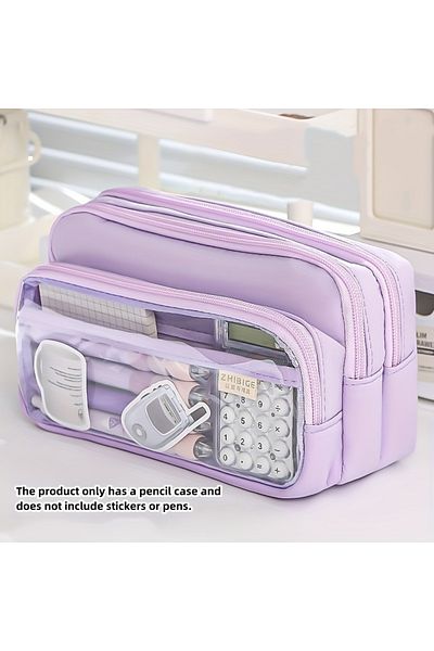 Choice purple 1PCNew Large Capacity Stationery Bag, Stationery Pencil Steel Note Pen Storage Bag, Pencil C