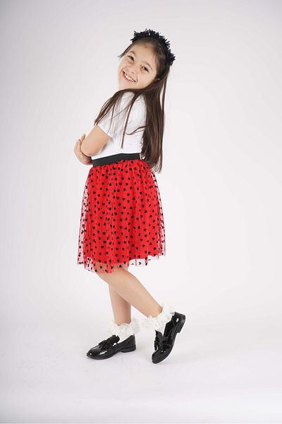 Betu Kids Girl's April 23 Heart-Detailed Tutu Tulle Skirt