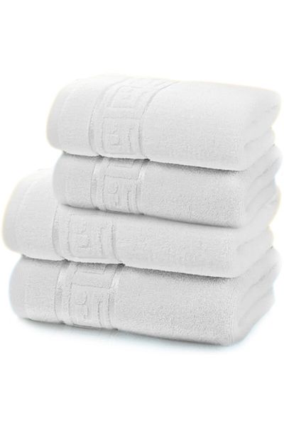 Modis Set 4 Premium Bathroom Towels, Cotton, 50X90 cm, 70x140 cm, White