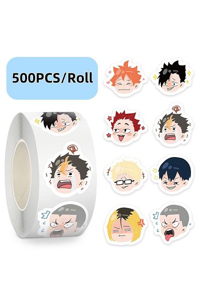 Choice 500PCS/Roll Anime Haikyuu!! Sealing Stickers Graffiti Stickers for Bicycle Hand Account Pencil Ca...