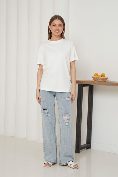 Ay Moda Collection Women's Crew Neck Short Sleeve T-Shirt Made of Interlock Fabric
