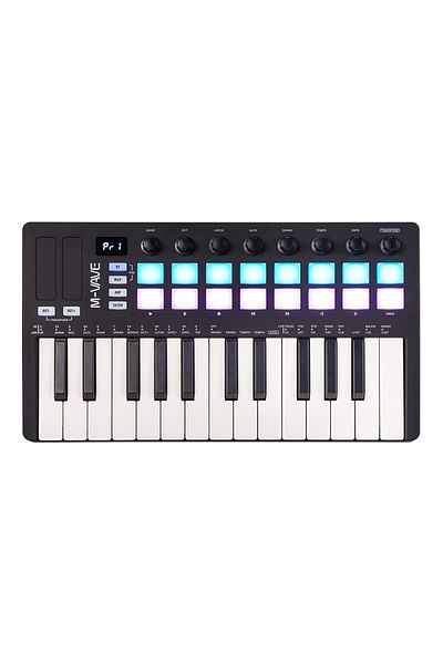 Choice Black M-VAVE SMK-25 II 25 Key MIDI Controller Keyboard USB Mini 16 RGB Drum Pads 8 Knobs with Music