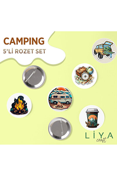LiyaCraft 5 Adet Kamp Temalı Rozet