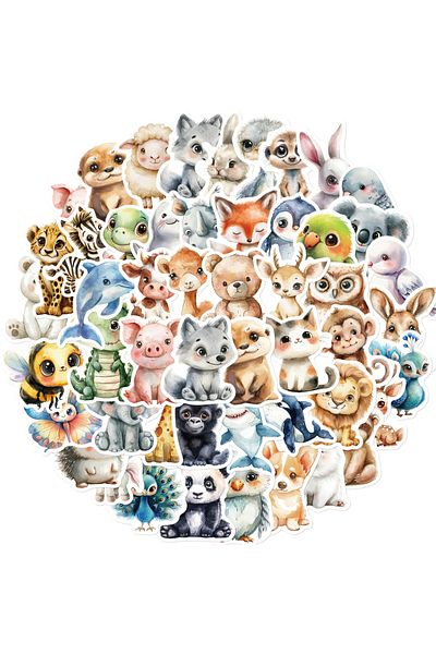 Choice 50PCS 50PCS Watercolor Animal Stickers Cute Handbag Material Phone Case Laptop Water Cup Luggage Wat