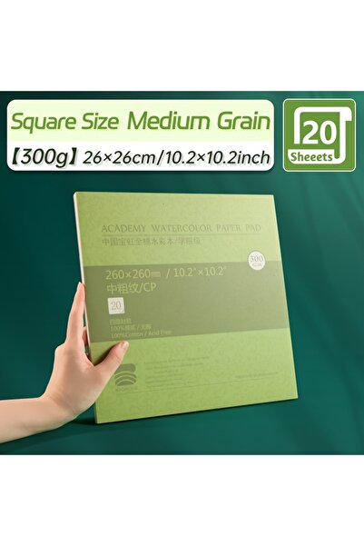 Choice ورق ألوان مائية مربع الحجم 140 رطل/300 جرام لكل متر مربع، 20 ورقة، وسا...