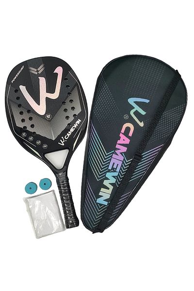 Choice black Camewin 3K Beach Tennis Racket Full Carbon Fiber Rough Surface Outdoor Sports Racket For Men W