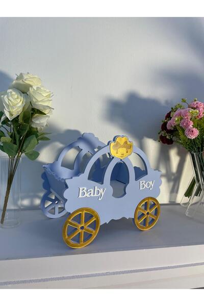 Generica ستاند خشبي للتوزيعات والشكولاة والحلويات للمواليد لون الازرق قياس 30*20*40 سم