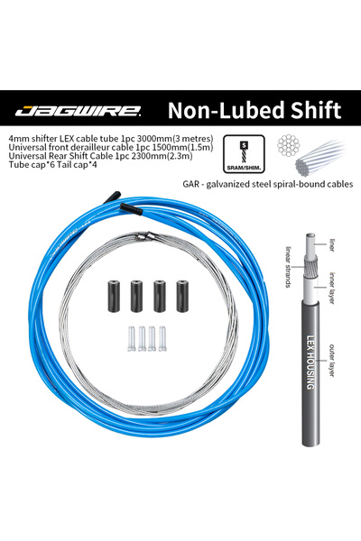Choice طقم غطاء كابل ناقل الحركة غير المزيت للدراجات من JAGWIRE باللون الأزرق من LEX Shifter، كابل ناقل الحركة العالمي، سلك أنبوب
