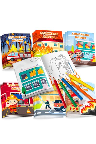Choice Fire Truck Coloring Book, 24 Pcs Fire Fighter Coloring Book for Kids/Fireman Coloring Book&12 Pcs...