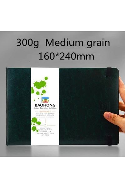 Choice Cold Perss 16x24cm Baohong 100% Cotton PU Watercolor Paper Book 300g 24sheets Portable Travel Waterc