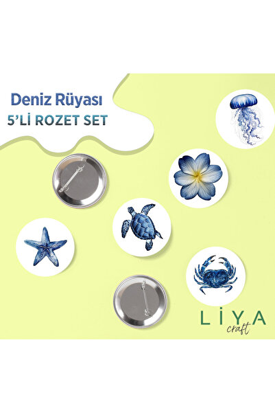 LiyaCraft 5 Adet Okyanus Deniz Temalı Rozet
