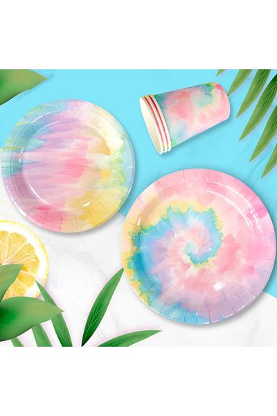 Choice MULTI Tie Dye Birthday Party Supplies,78pcs Tie Dye Tableware & Decorations Set Rainbow Tie Dye Part