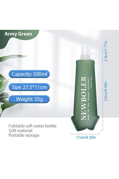 Choice BOT220-GRE-500 NEWBOLER 150/250/300/500ml Water Bottle TPU Folding Soft Flask Outdoor Sport Running