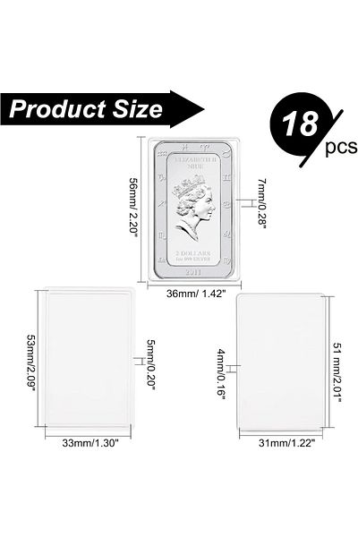 Choice AECH03-19402 Silver Bar Holder Clear Storage Container Compatible Silver Bar Box for 1oz Silver Bar