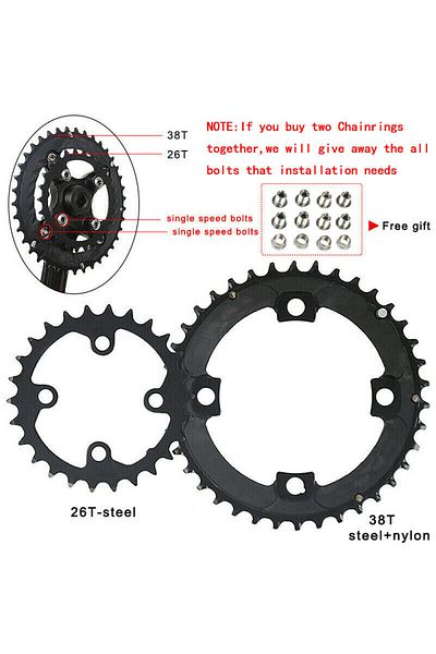 Choice 26T-38T(Steel-Nylon) 2*10S Bicycle Chainring 104/64BCD MTB Chainring 26T 38T Double Speed Mountain B
