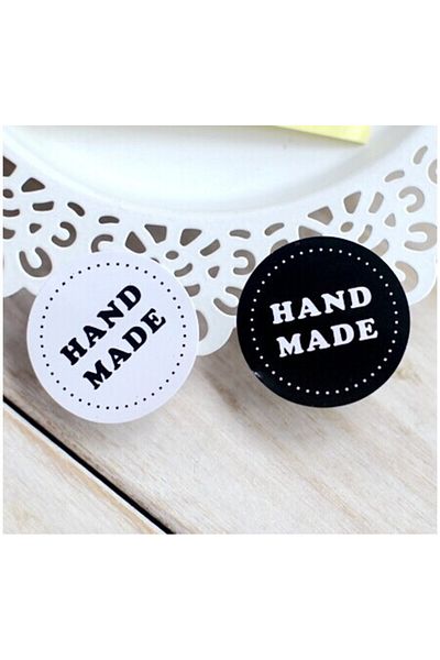 Choice 80PCS/lot Round Black and white HAND MADE Craft paper Sealing sticker/Vintage DIY Gifts posted/Ba...