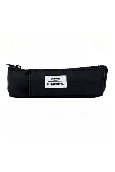 Choice black Slim Canvas Pencil Holder for Notebook with Adjustable Elastic Band, Zippered Pencil Pocket