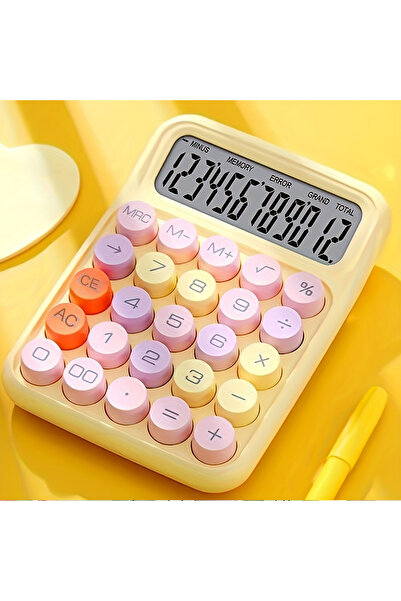 Choice آلة حاسبة صفراء ملونة بالحلوى، مع شاشة LCD كبيرة، زر آلة حاسبة، آلة حاسبة للمكتب أو sc