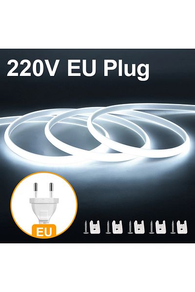 Choice 5M White-220V 110V 220V Super Bright COB LED Strip with Switch FOB Tape Ribbon EU US Plug 35M 30M 25