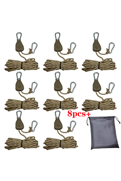 Choice حبل تخييم غامق اللون، 8 قطع، بطول 4 أمتار، مزود بمشبك تثبيت قابل للتعد...