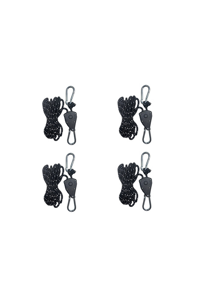 Choice 4 قطع سوداء 4/8 قطع 4 متر عاكسة حبل خيمة التخييم ربط أسفل مشبك ثابت بكرة شد را