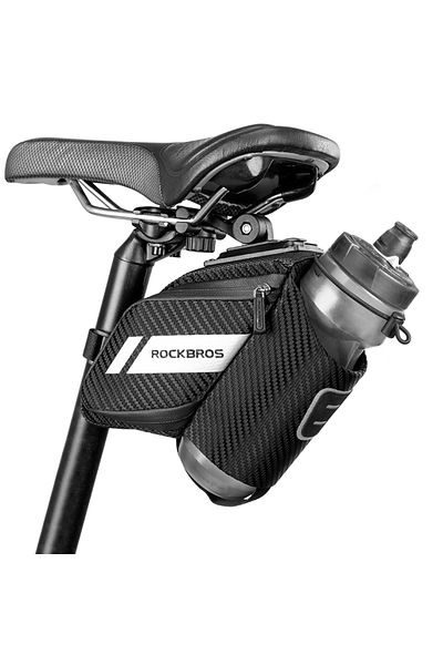 Choice about 1L C32BK without bottle ROCKBROS Bicycle Tail Bag ≈1L Capacity Bike Rear Bag Waterproof Reflec