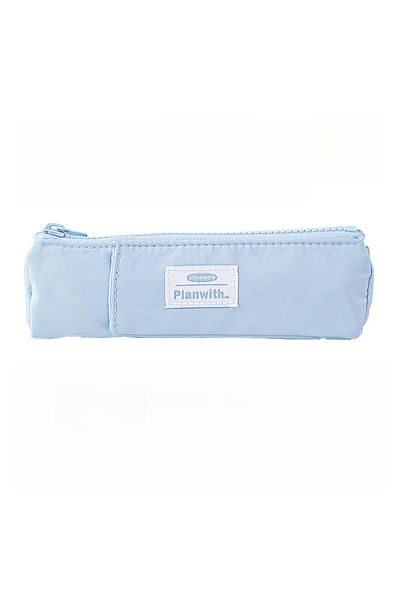 Choice Blue Slim Canvas Pencil Holder for Notebook with Adjustable Elastic Band, Zippered Pencil Pocket