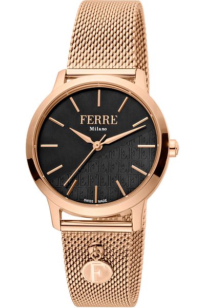Ferre Milano Ρολόι FM1L152M0091 Γυναικείο Ρολόι Ροζ Χρυσό με Μαύρο Καντράν και Μηχανισμό Quartz