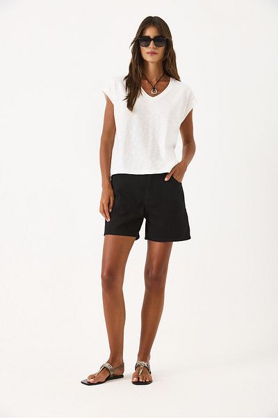 VENA V-Neck Comfortable Fit Sleeveless Flared T-Shirt - Ivory