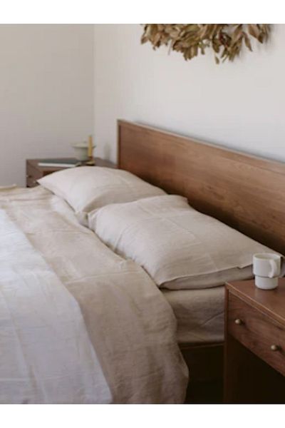 KÜTÜKhouse Beige Linen Flat Sheet Double