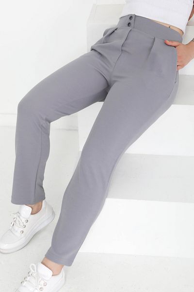 TOFİSA Double Button Sports Trousers Gray - 27352