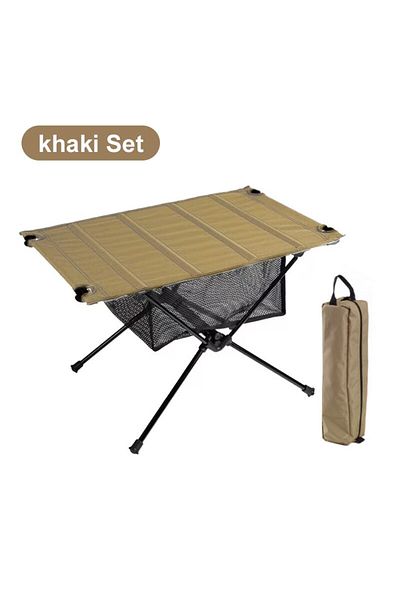 Choice Khaki Set WESTTUNE Camping Folding Table Lightweight 1680D Oxford Roll-Up Table Portable Aluminum Al