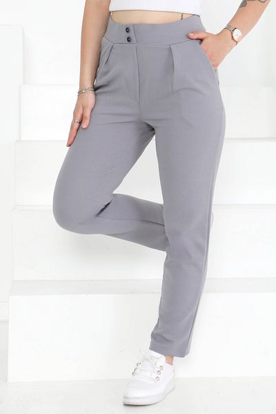 TOFİSA Double Button Sports Trousers Gray - 27352