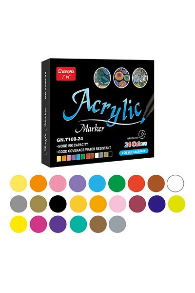 Choice GN7100-24 Colors 12/24/36 Colors Metallic Waterproof Permanent Marker Pens for Art Marker Rock Paint