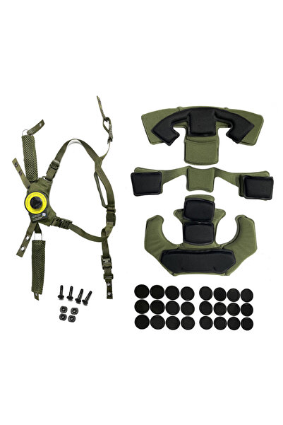 Choice4 green set Tactical Helmet Hanging System Suspension Lanyard Chin Stra...