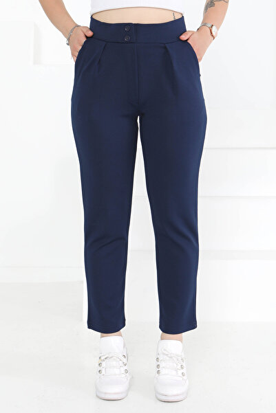 TOFİSA Çift Düğmeli Spor Pantolon Lacivert - 27352