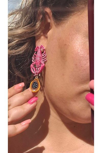 Tasarım Zr Brand Model Papayali Hanging Clamshell Earrings