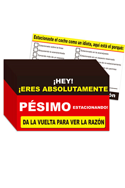 Choice Paper 9x5.4cm Mixed Color 100 pcs Spanish Parking Violation Cards - Un...
