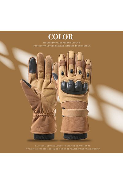Choice XL khaki Tactical Gloves Full Finger Winter Warm Combat Touch Screen Thermal Gloves Outdoor Skiing H