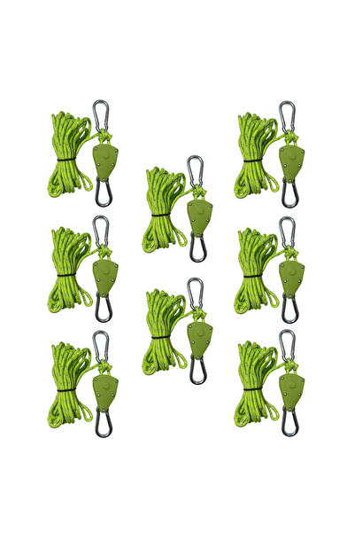 Choice 8 قطع خضراء 4/8 قطع 4 متر عاكسة حبل خيمة التخييم ربط أسفل مشبك ثابت بكرة شد را