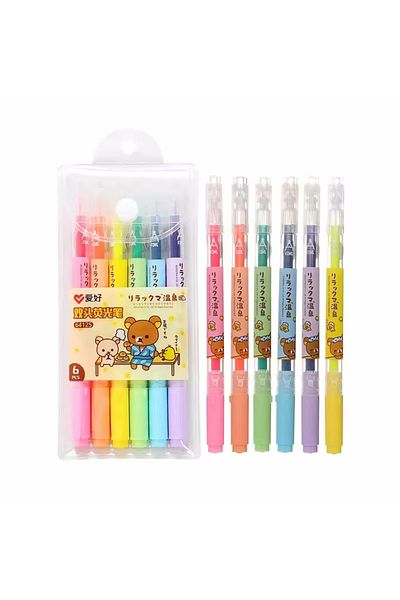 Choice 6 colors 6Pcs/Set AIHAO 64125 Rilakkuma Highlighter Kawaii Expression Paint Marker Pen School Office