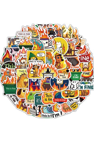 Choice 50PCS 50PCS Cute This is Fine Stickers Skateboard Classic Graffiti Nostalgia Laptop Living Phone Cof