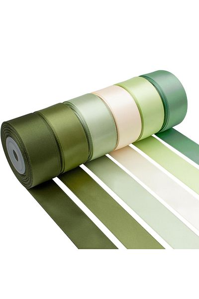 Choice 25yards Green Set 6 Rolls 25yards Assorted Solid Color Silk Ribbon Satin Satin For Wedding Invitatio