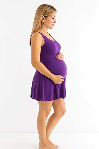 Sea Queen Hamile Kadın siyah Şortlu tek parça Likralı esnek kumaş elbiseli mayo