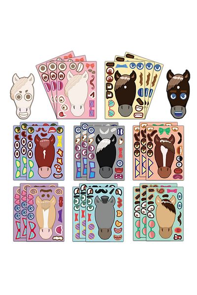 Choice 8PCS 8PCS Animal Horse Coffee Horse Brown Horse Puzzle Stickers DIY Creative Refrigerator Table Deco