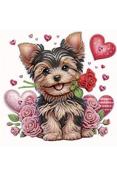 Choice Dog and flowers DIY Dog and flowers 5D Special Shape Diamond Art Kits for Beginners,Diamond Art Pain