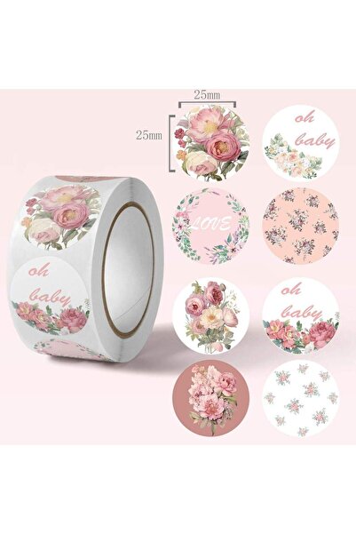 choice2 لفة ملصقات شكر على شكل زهور، ٥٠٠ قطعة | بوصة واحدة | ٥٠٠ ملصق للشركات...