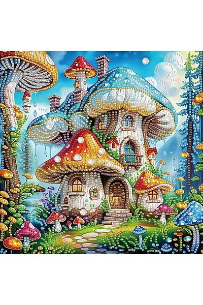 Choice Colorful mushrooms DIY Colorful mushrooms 5D Special Shape Diamond Art Kits for Beginners,Diamond Ar