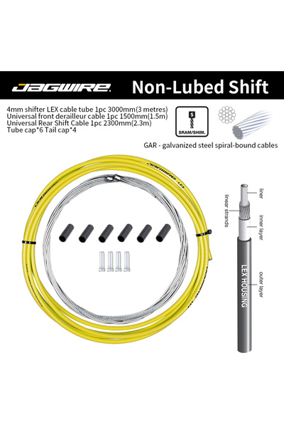 Choice طقم غطاء كابل ناقل الحركة غير المزيت للدراجات من JAGWIRE باللون الأصفر من LEX Shifter، سلك كابل ناقل الحركة العالمي Pi